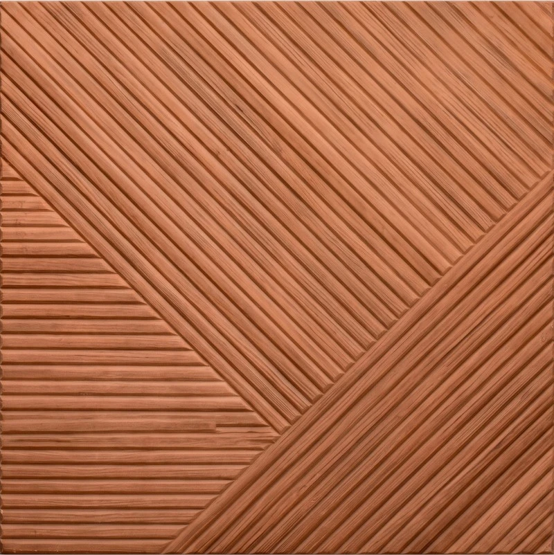 Wonear 3D UV-bosilgan yivli PET Teak Chevron paneli Wonear 3D UV-bosilgan yivli PET Teak Chevron paneli